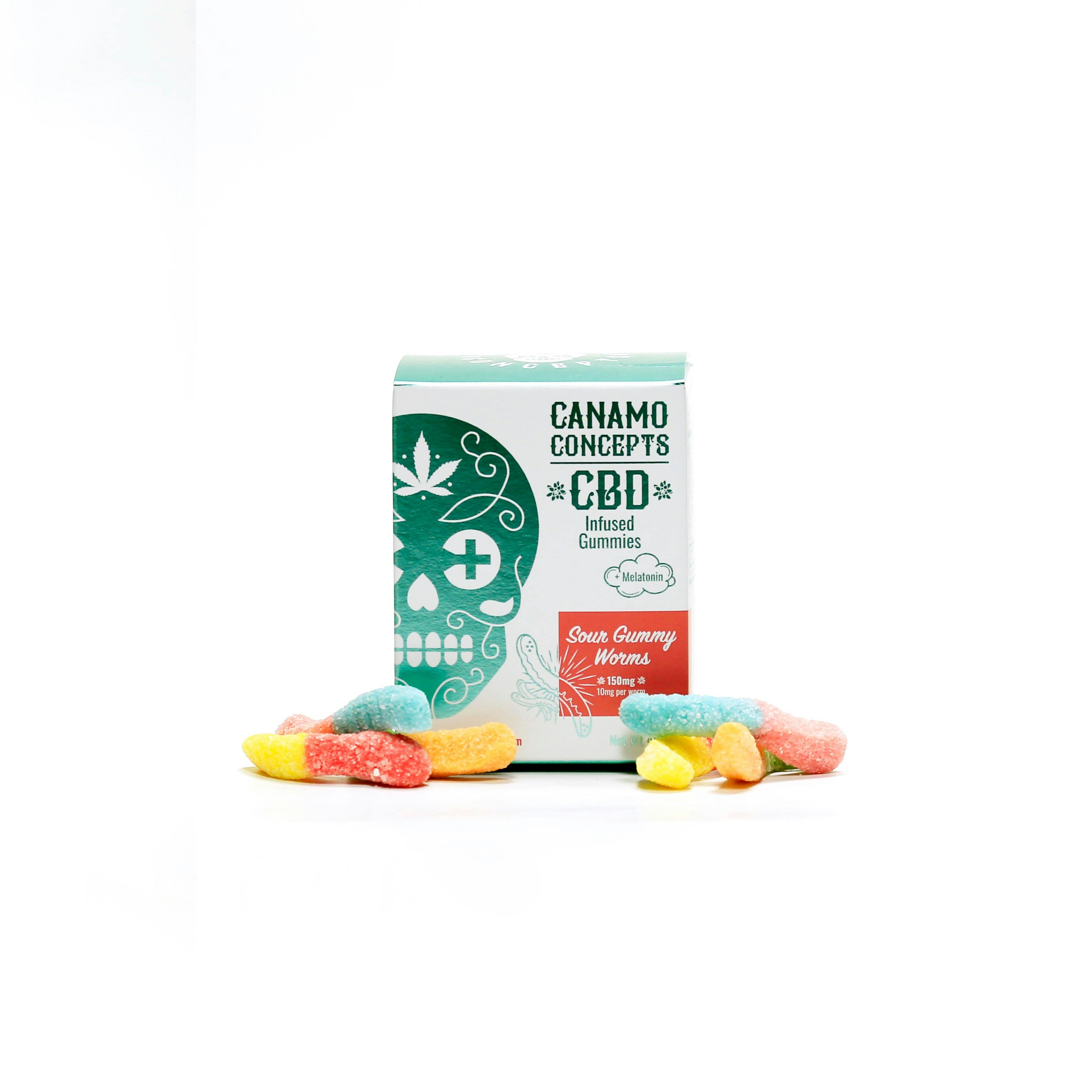 Canamo CBD Gummies 150mg - Sour Gummy Worms